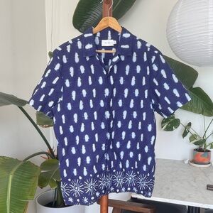 Topman Blue and White Patterned Men's Shirt